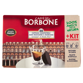 Caffè Borbone Miscela Decisa Capsule Compatibili Lavazza* A Modo Mio* + Kit Accessori 50 x 7,2 g